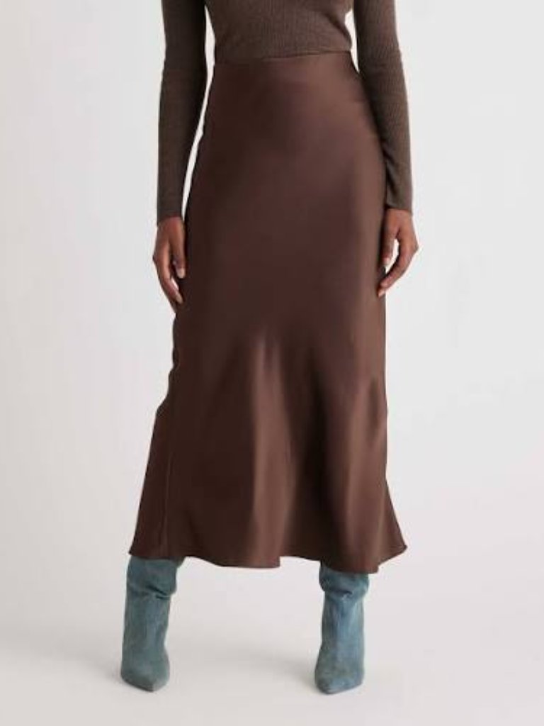 Quince 100% Washable Silk Maxi Skirt Hot Fudge Size S Nwt